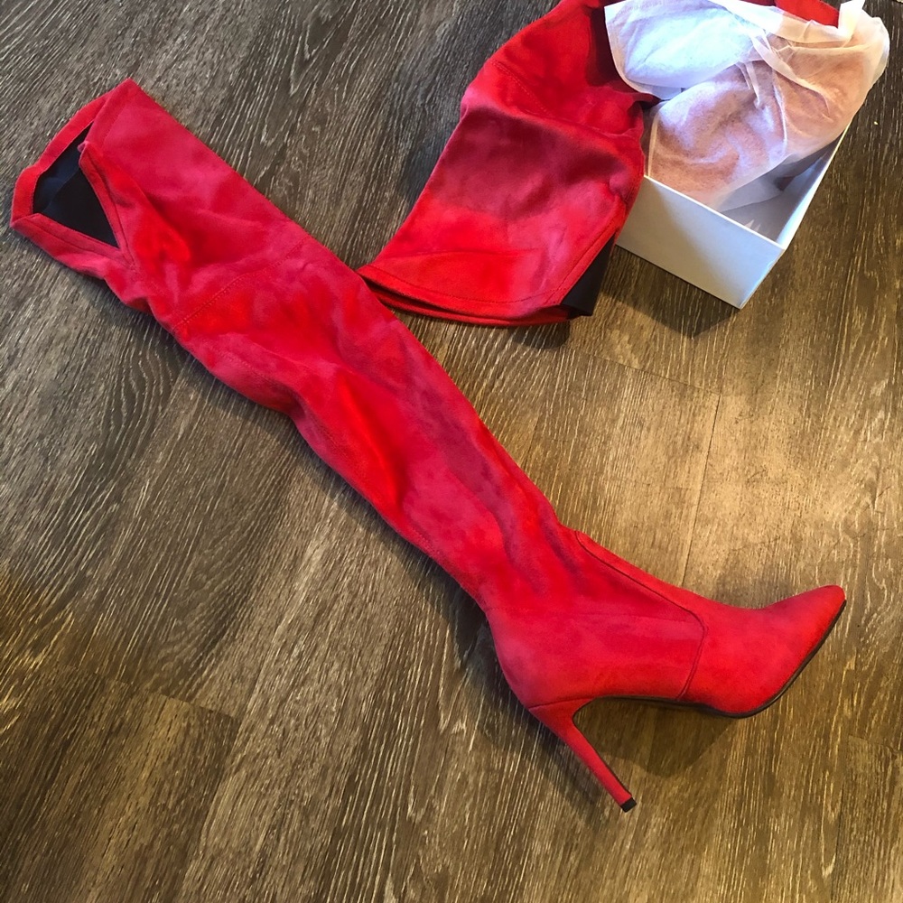 Hot Red Knee-High Boots